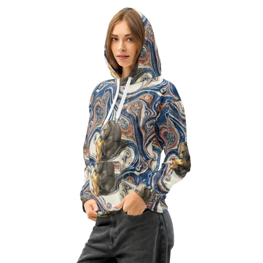 Marbled Bear on a Cotton Hoodie