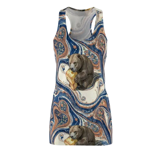 Marbled Bear on a Racerback Dress