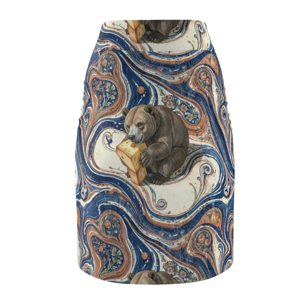 Marbled Bear on Pencil Skirt — Back