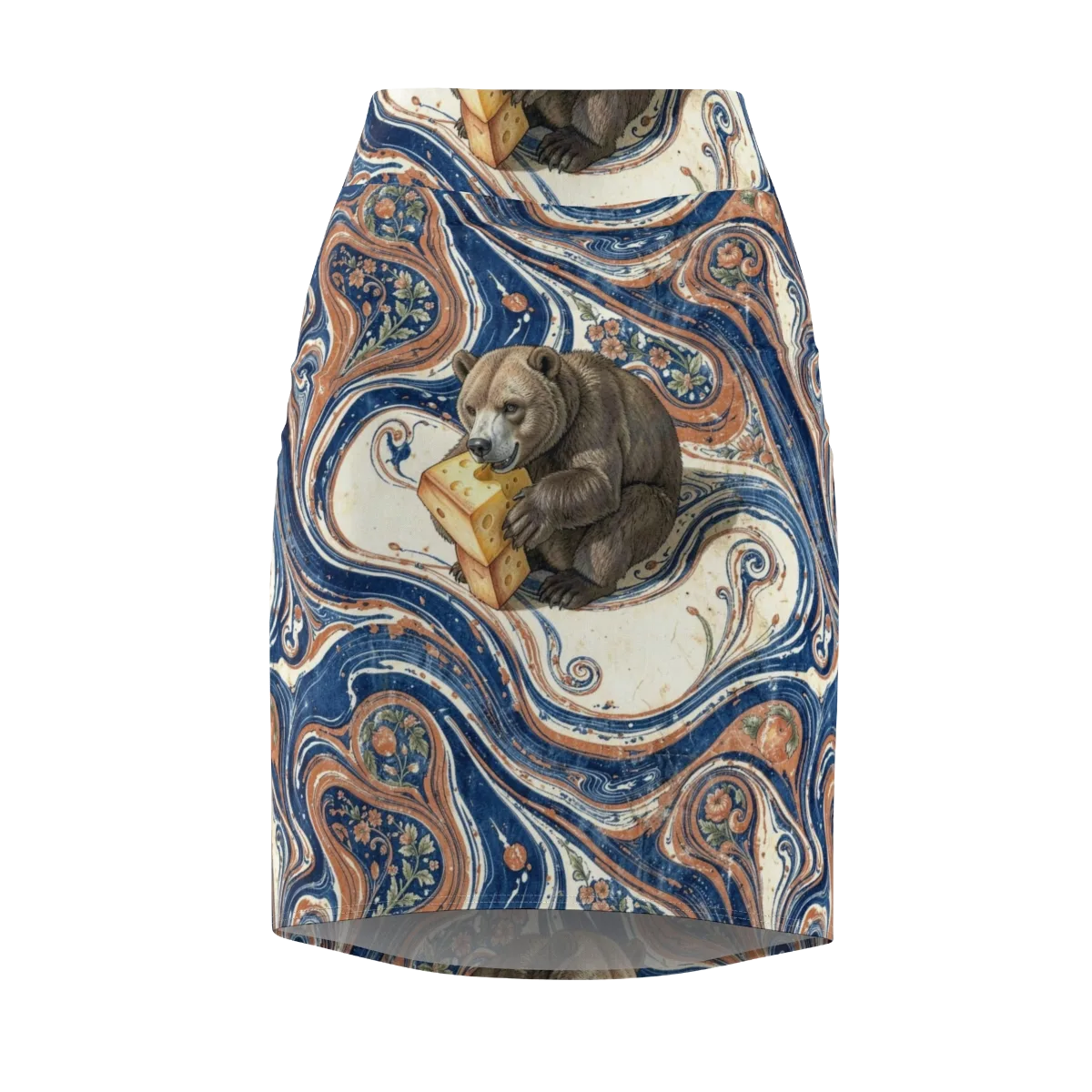 Marbled Bear on Pencil Skirt — Front