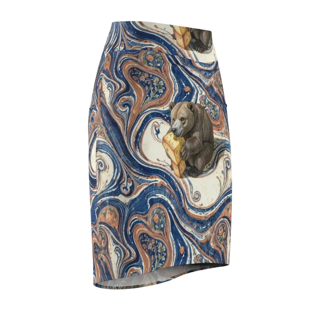 Marbled Bear on Pencil Skirt — Front Side