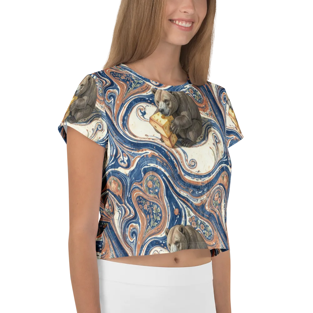 Marbled Bear on Crop Tee — Right