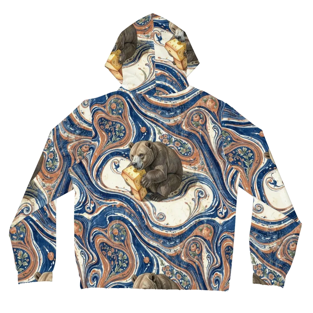 Marbled Bear on Women's Full-Zip Hoodie — Back