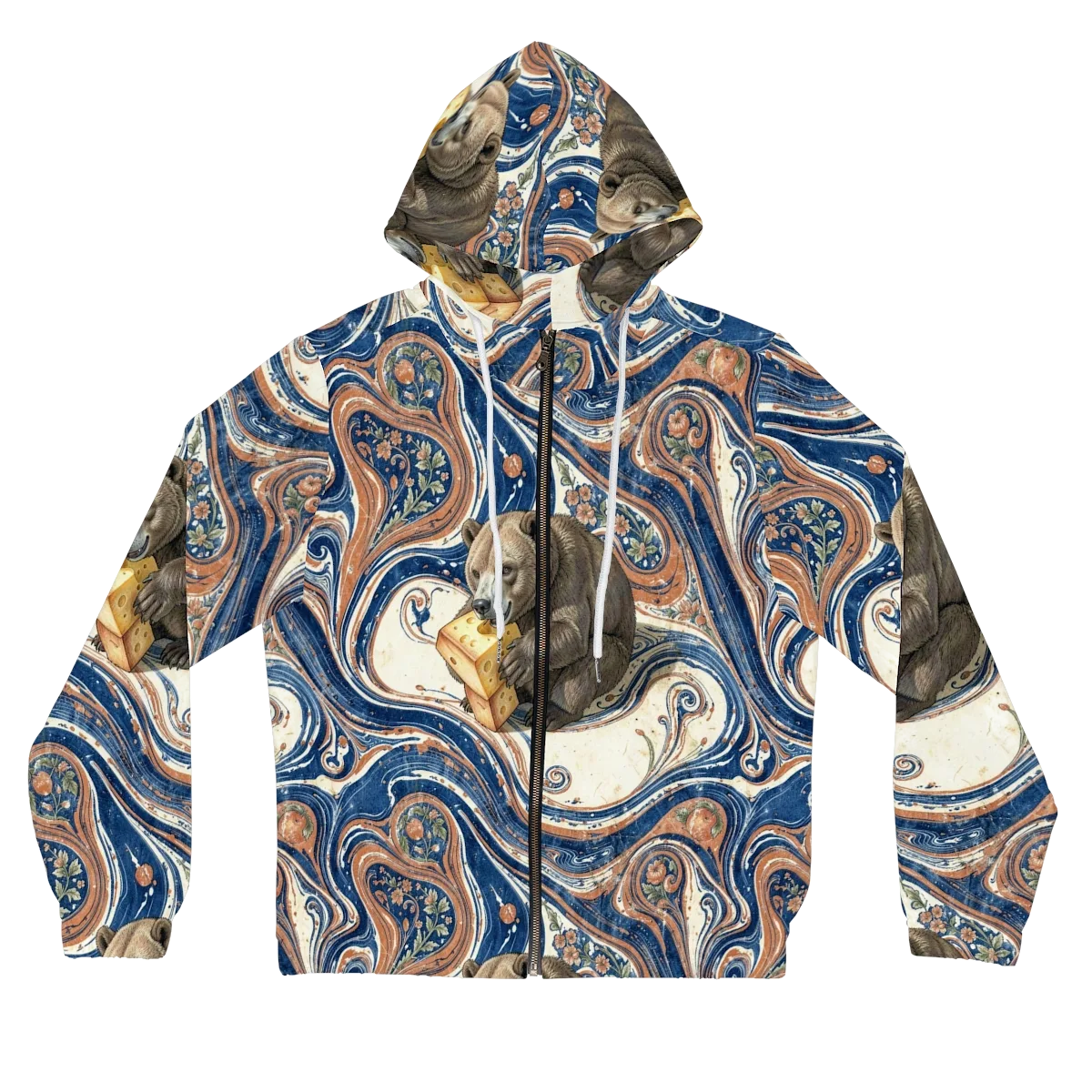 Marbled Bear on Women's Full-Zip Hoodie — Front