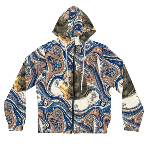 Marbled Bear on a Women's Full-Zip Hoodie