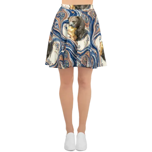 Marbled Bear on a Skater Skirt