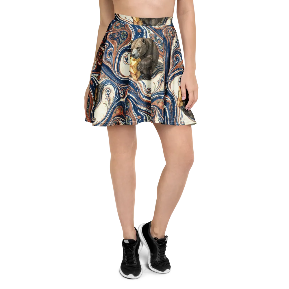 Marbled Bear on Skater Skirt — Front