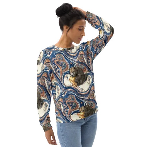 Marbled Bear on a Sweatshirt