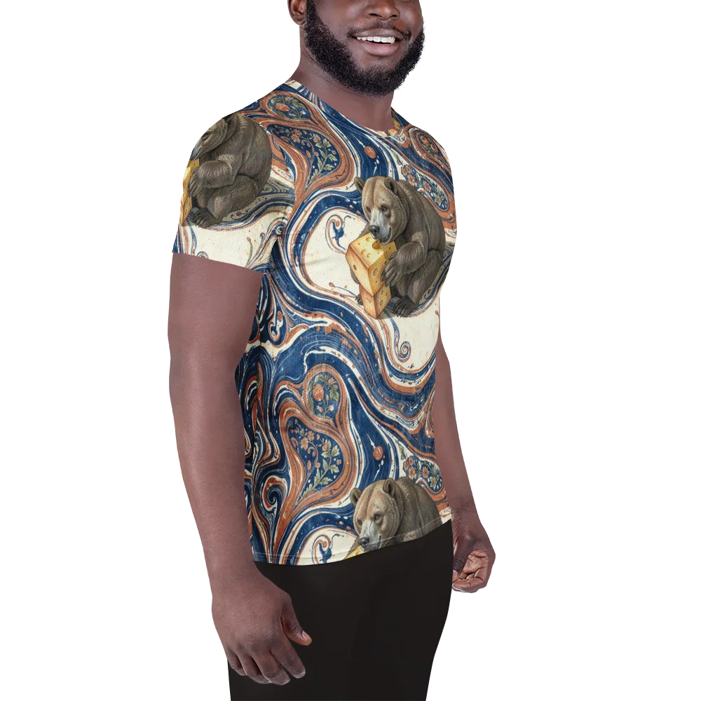 Marbled Bear on Men's Athletic T-Shirt — Right