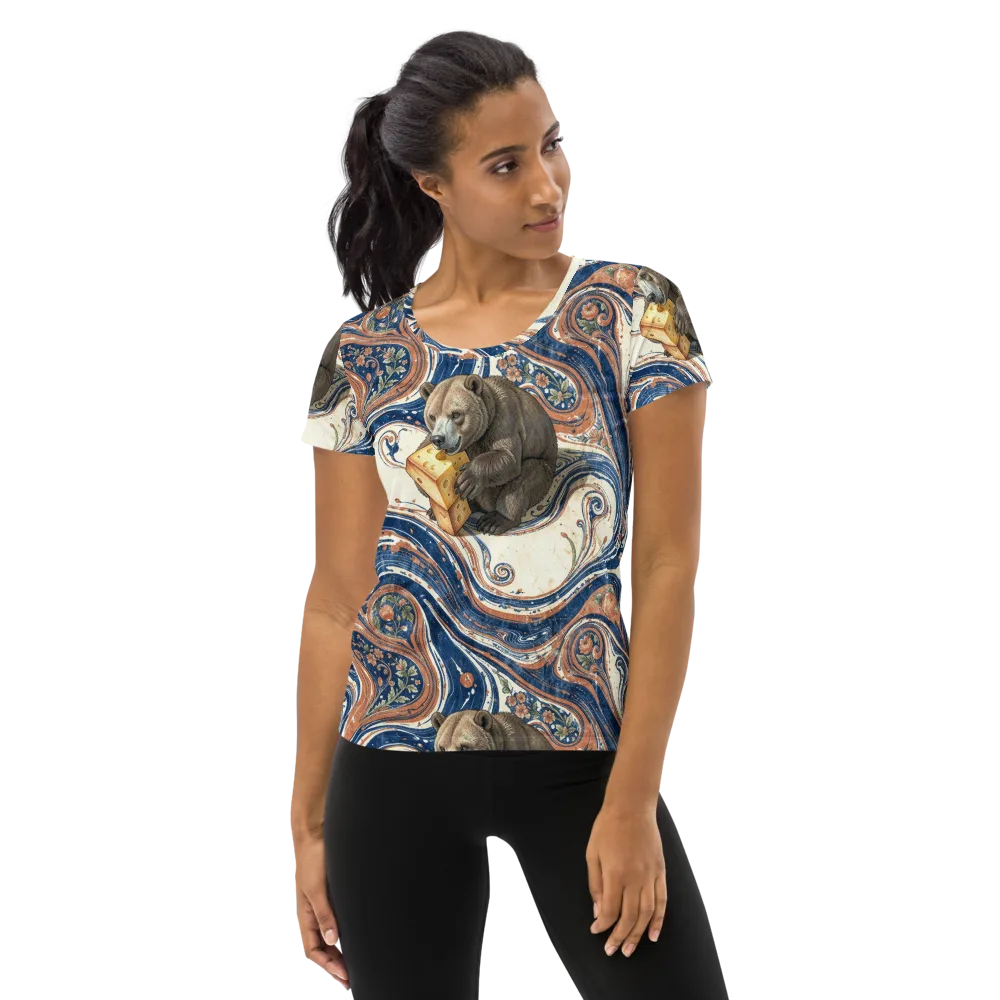 Marbled Bear on Women's Athletic T-Shirt — Front