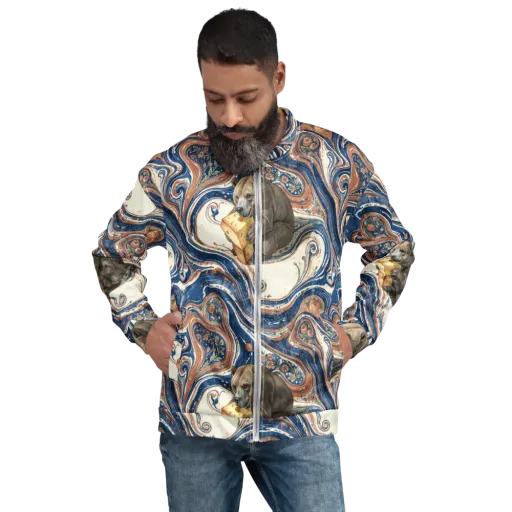 Marbled Bear on a Bomber Jacket