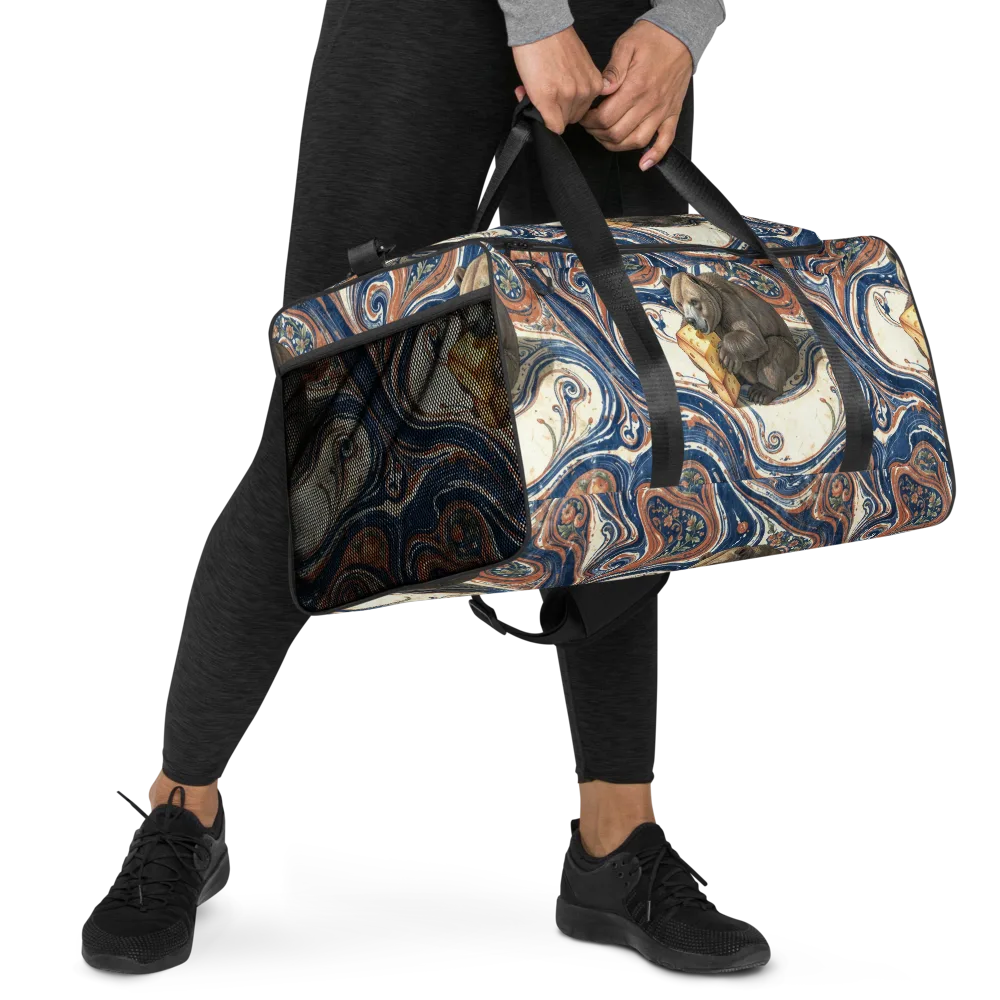 Marbled Bear on Duffle Bag — Right Front