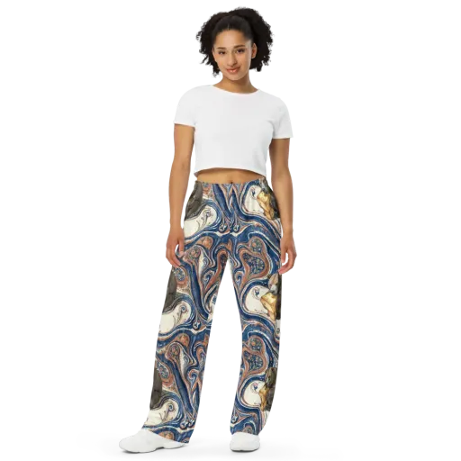 Marbled Bear on a Wide-Leg Pants
