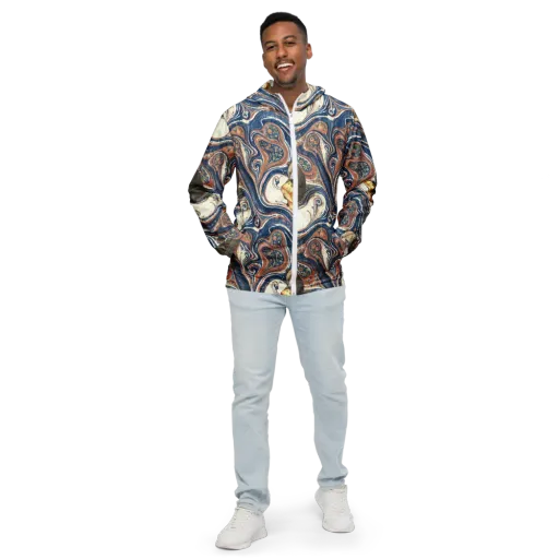 Marbled Bear on a Men's Windbreaker