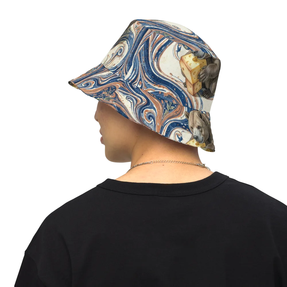 Marbled Bear on Reversible Bucket Hat — Back Inside