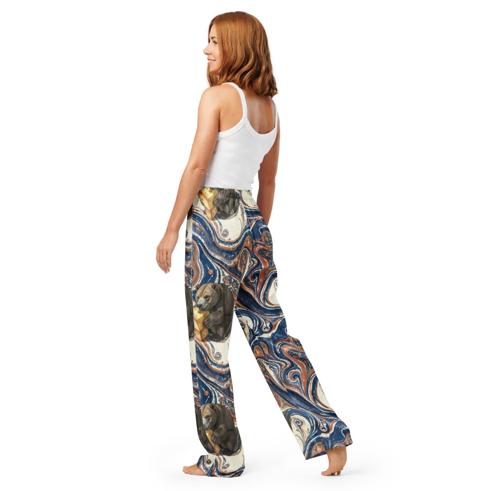 Marbled Bear on Women's Pajama Pants — Back