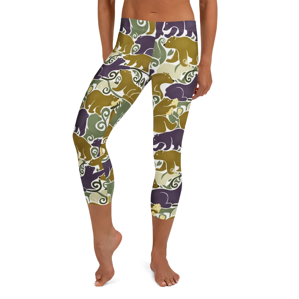 Mosswood Mice on Capri Leggings — Front