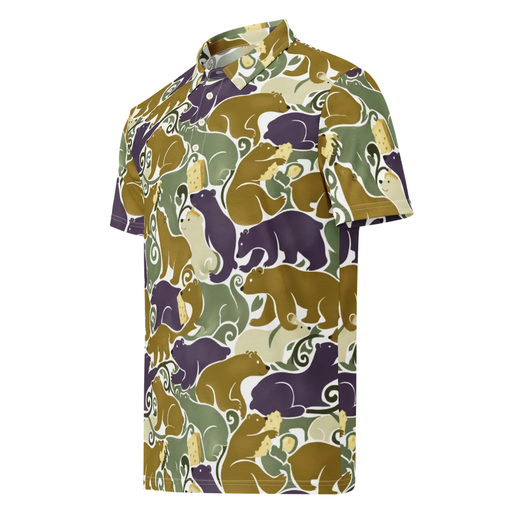 Mosswood Mice on Men's Slim Fit Polo Shirt — Left Front