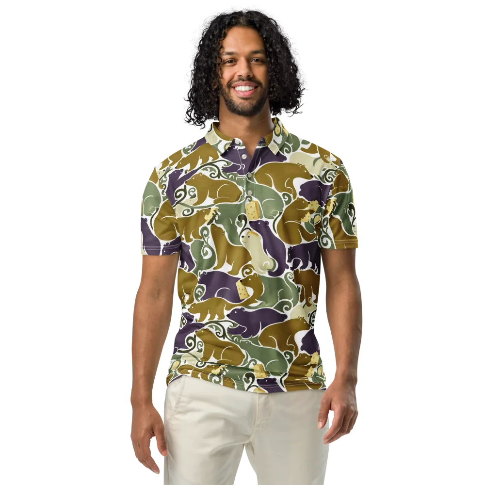 Mosswood Mice on Men's Slim Fit Polo Shirt — Front