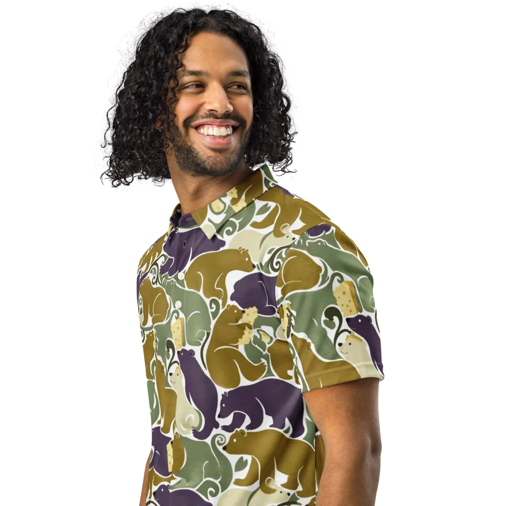 Mosswood Mice on Men's Slim Fit Polo Shirt — Left Front