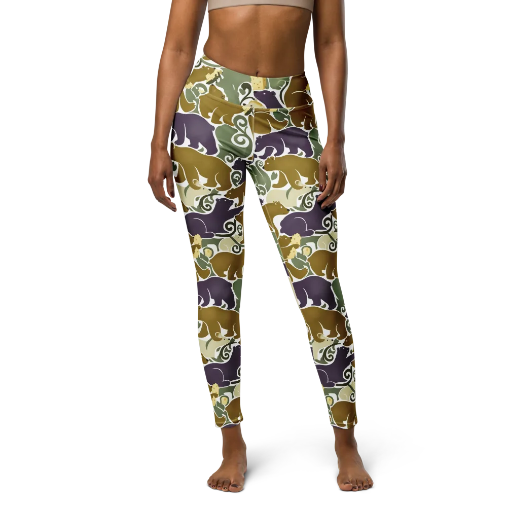 Mosswood Mice on Yoga Leggings — Front