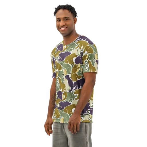 Mosswood Mice on a Men's Cotton Crew Neck T-Shirt