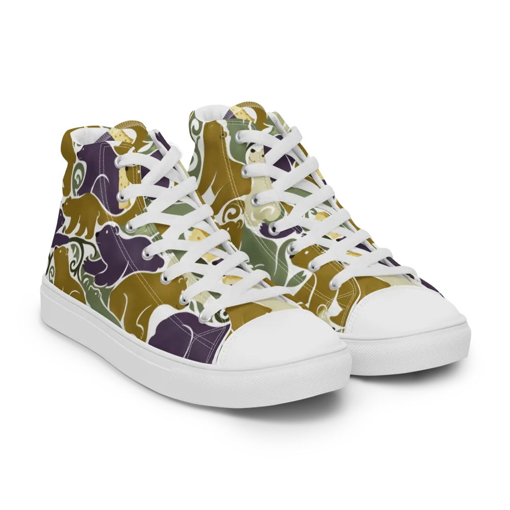Mosswood Mice on Men's High Top Canvas Shoes — Right Front