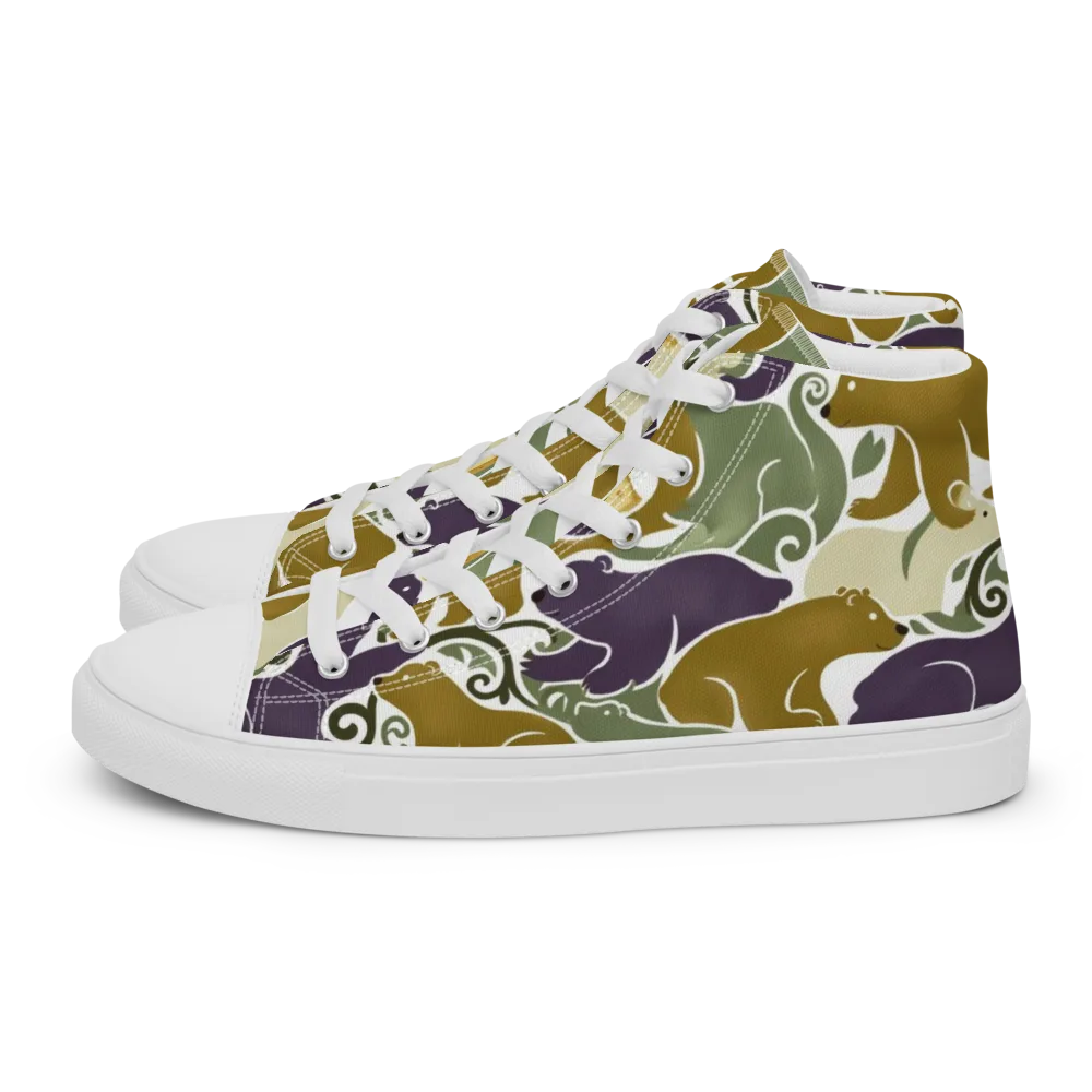 Mosswood Mice on Men's High Top Canvas Shoes — Left