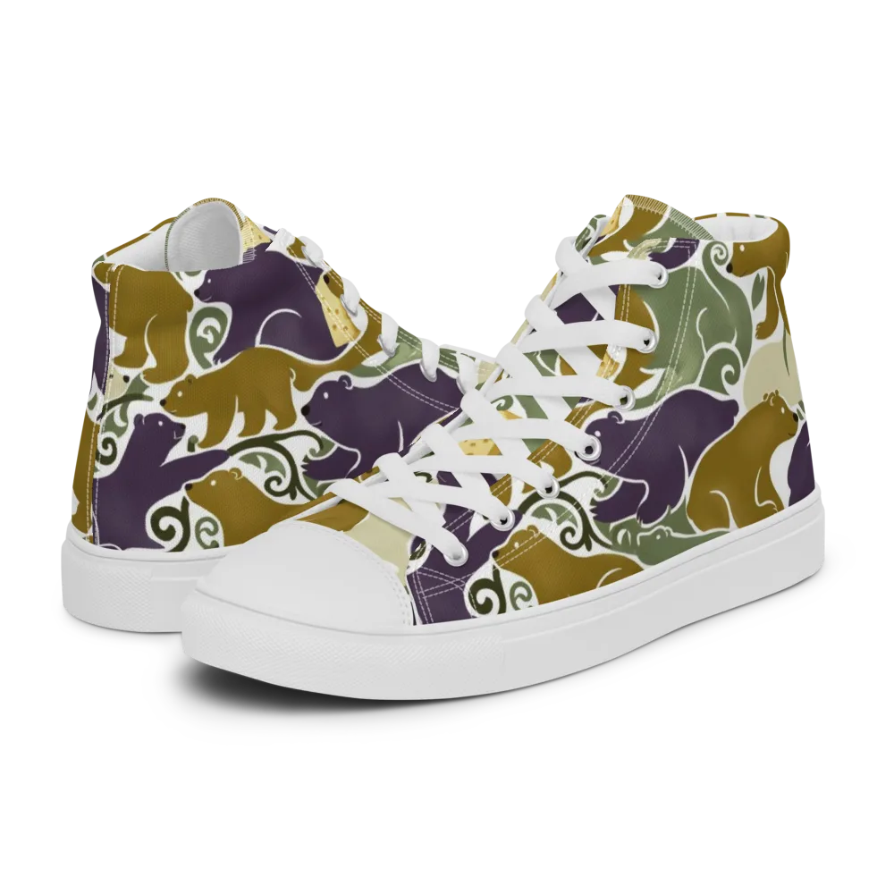 Mosswood Mice on Men's High Top Canvas Shoes — Left
