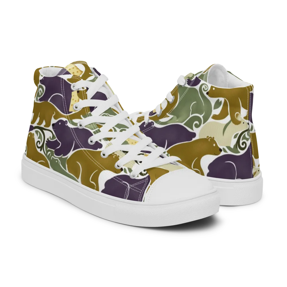 Mosswood Mice on Men's High Top Canvas Shoes — Right