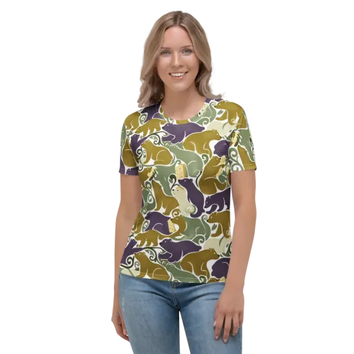 Mosswood Mice on a Women's Crew Neck T-Shirt