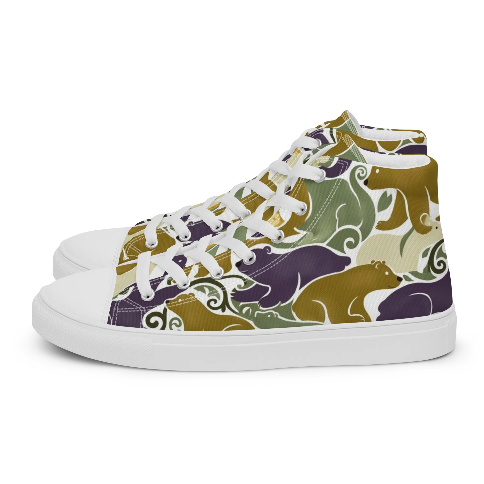 Mosswood Mice on Women's High Top Canvas Shoes — Left