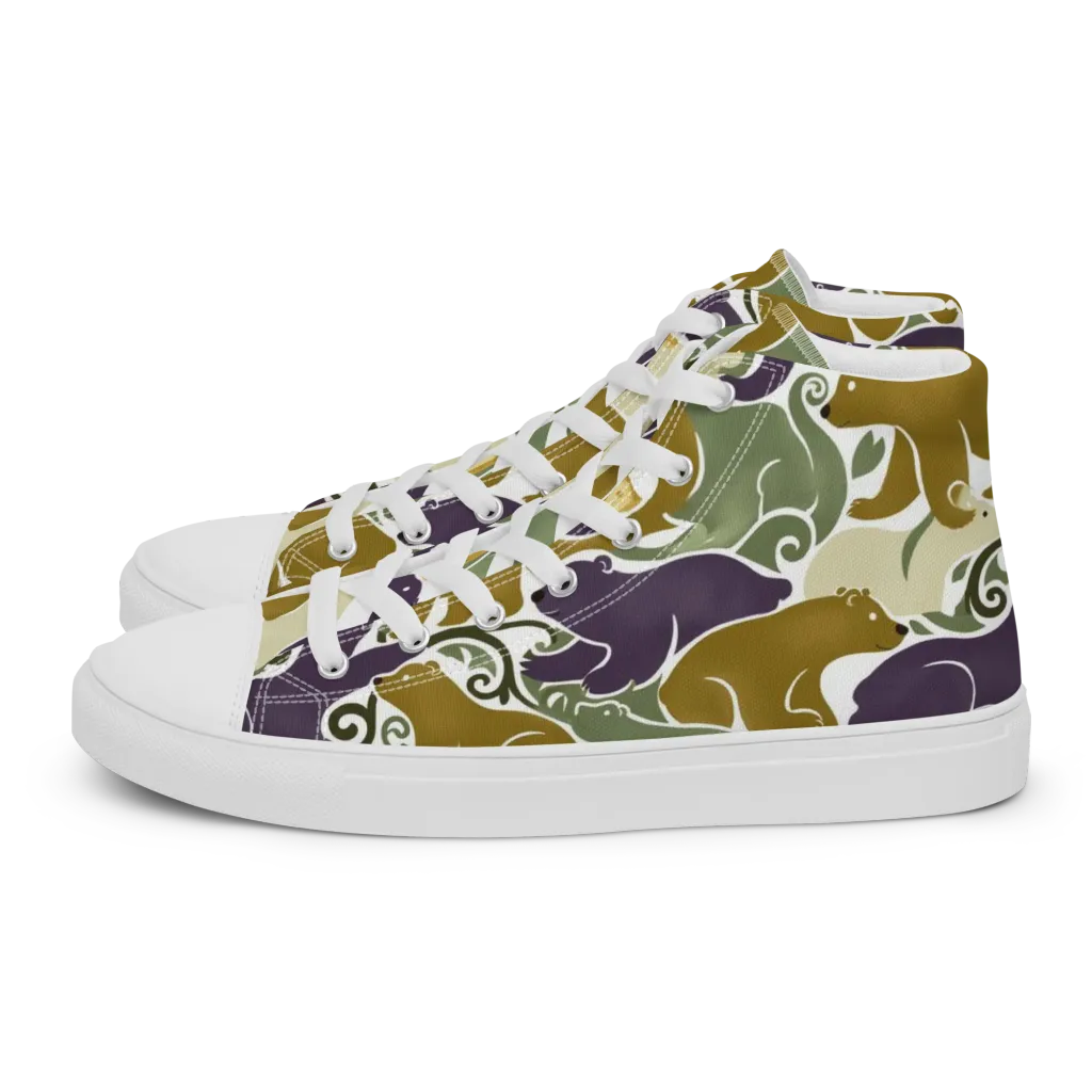 Mosswood Mice on Women's High Top Canvas Shoes — Left