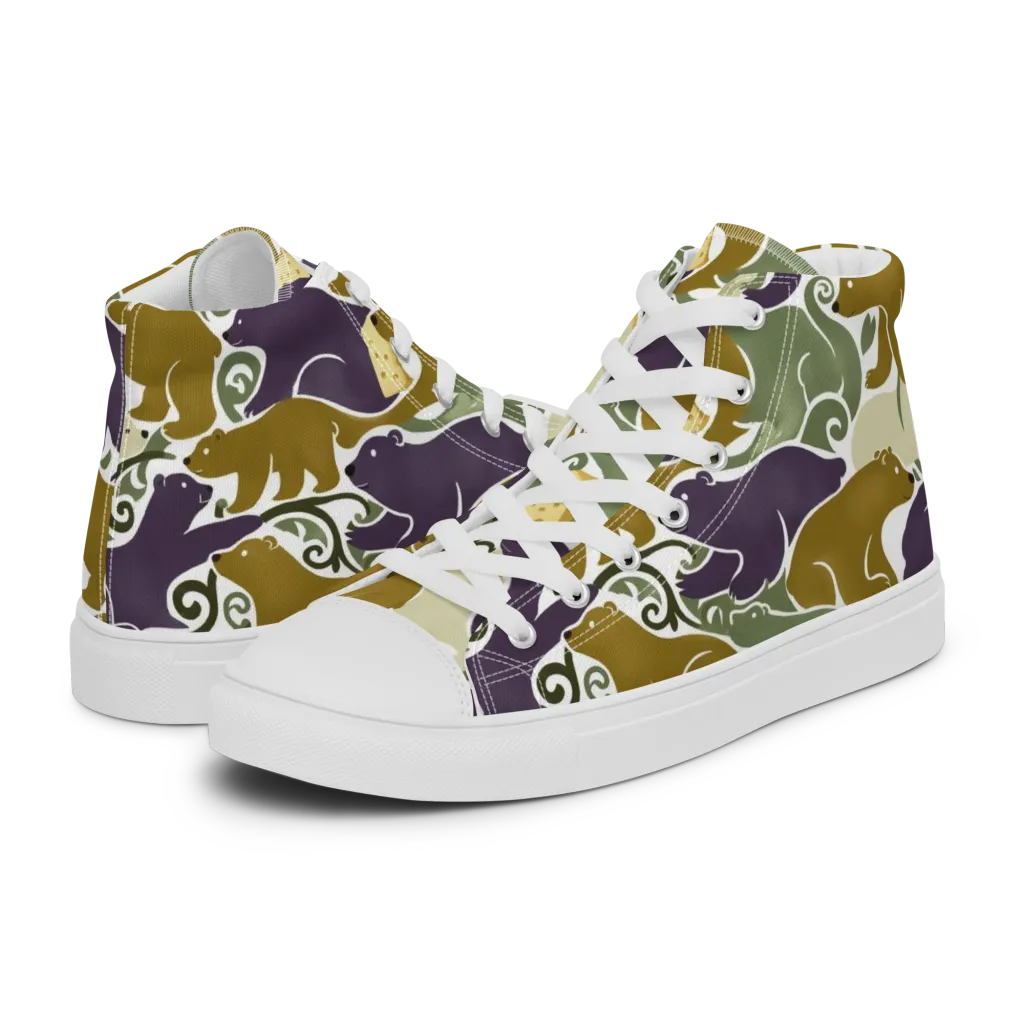 Mosswood Mice on Women's High Top Canvas Shoes — Left