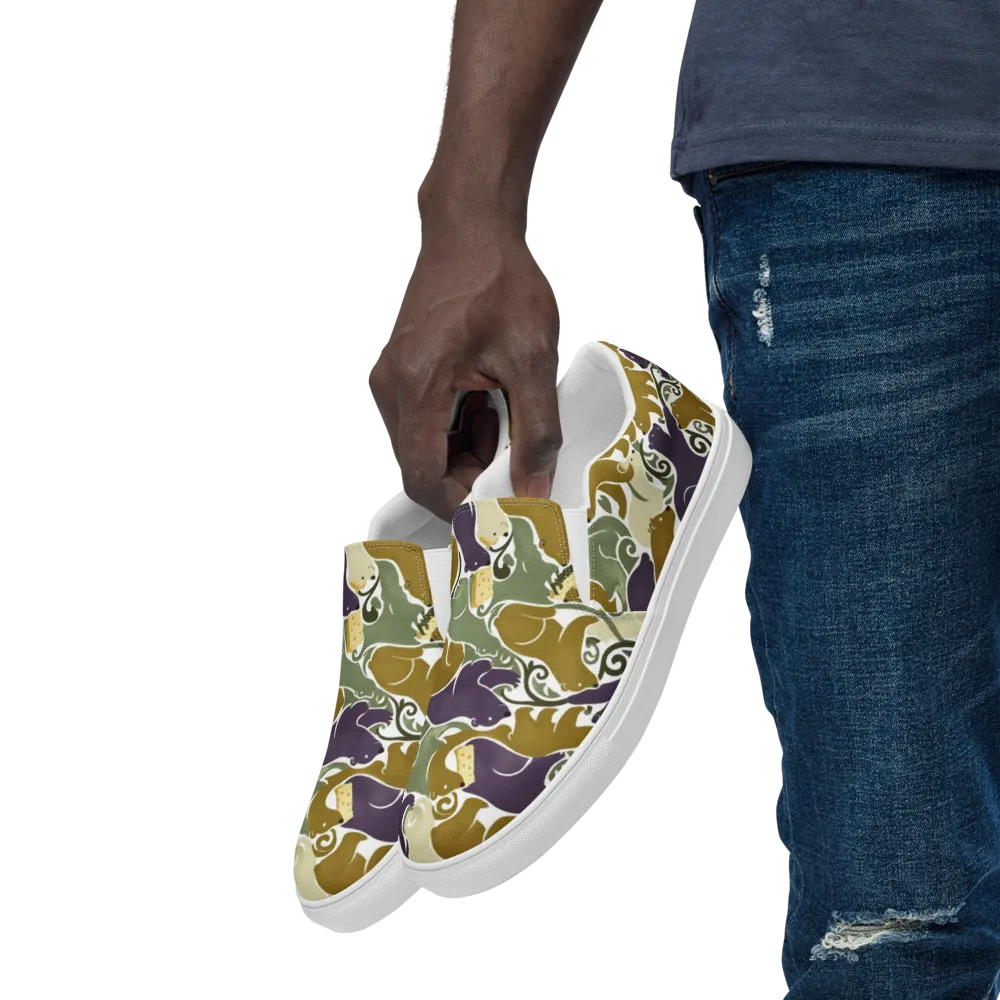 Mosswood Mice on Men's Slip-On Canvas Shoes — Left Front