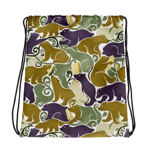 Mosswood Mice on a Drawstring Bag