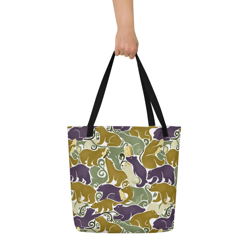 Mosswood Mice on Large Tote Bag W/ Pocket — Front
