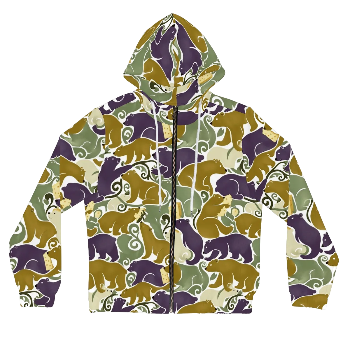 Mosswood Mice on Women's Full-Zip Hoodie — Front