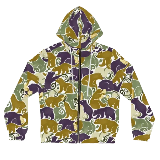 Mosswood Mice on a Women's Full-Zip Hoodie