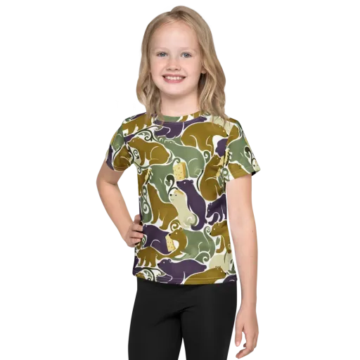 Mosswood Mice on a Kids Crew Neck T-Shirt