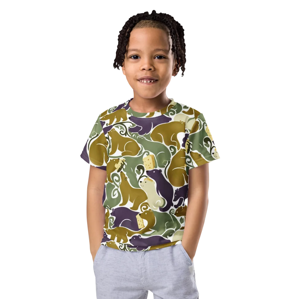 Mosswood Mice on Kids Crew Neck T-Shirt — Front