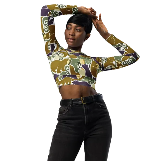 Mosswood Mice on a Long Sleeve Crop Top