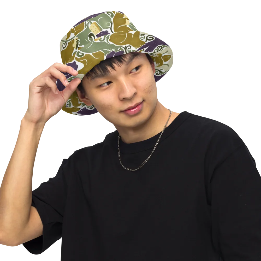 Mosswood Mice on Reversible Bucket Hat — Front Inside