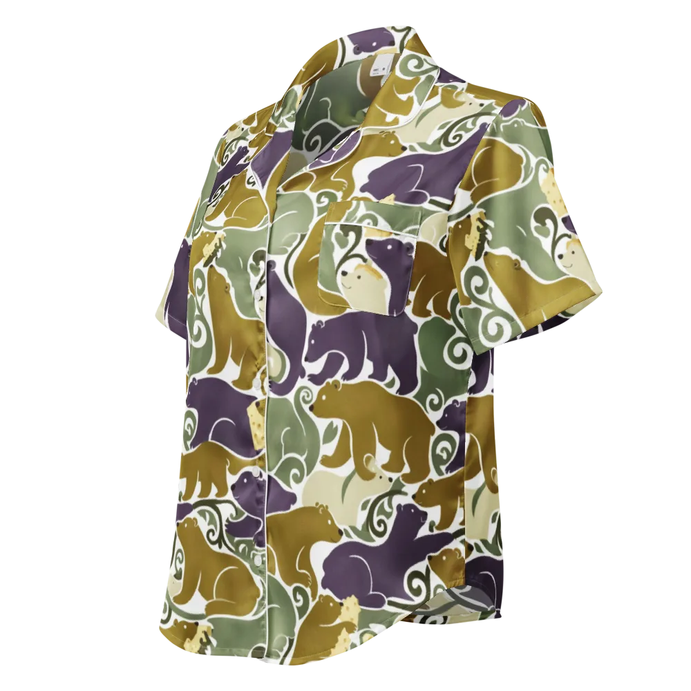 Mosswood Mice on Women's Short Sleeve Pajama Top — Left Front