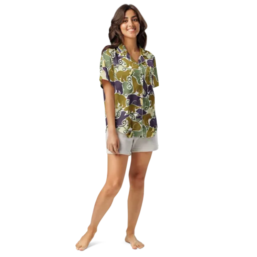 Mosswood Mice on a Women's Short Sleeve Pajama Top