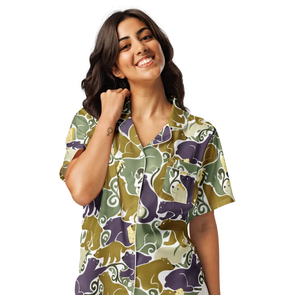 Mosswood Mice on Women's Short Sleeve Pajama Top — Front