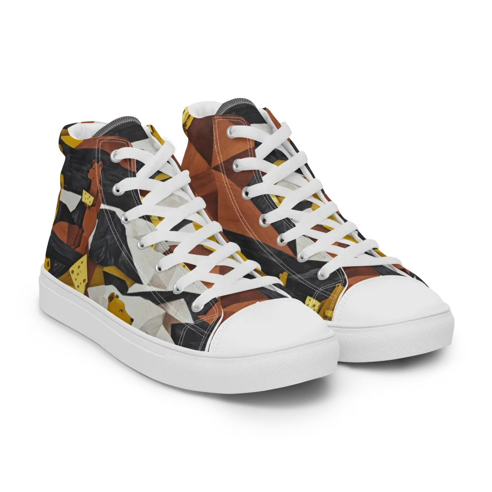 Golden Bear Market on Men's High Top Canvas Shoes — Right Front