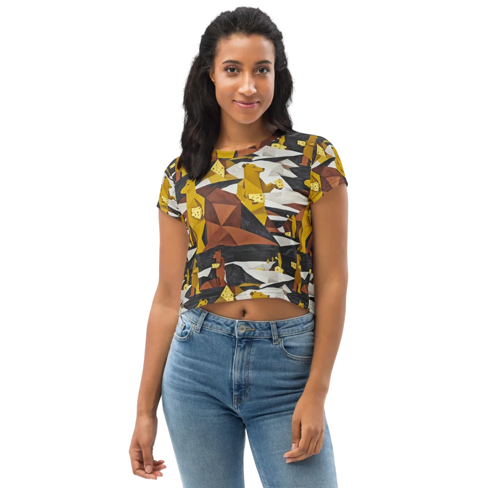 Golden Bear Market on Crop Tee — Front