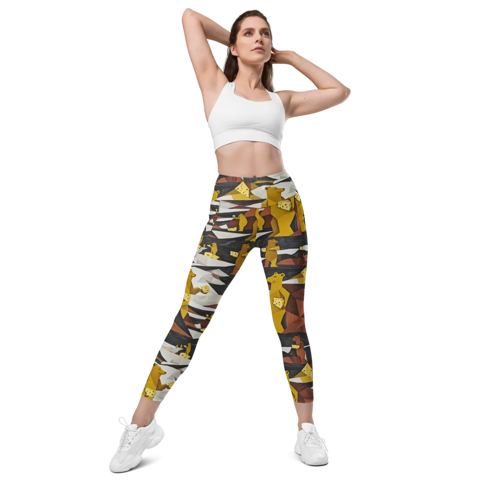 Golden Bear Market on Leggings with Pockets — Front