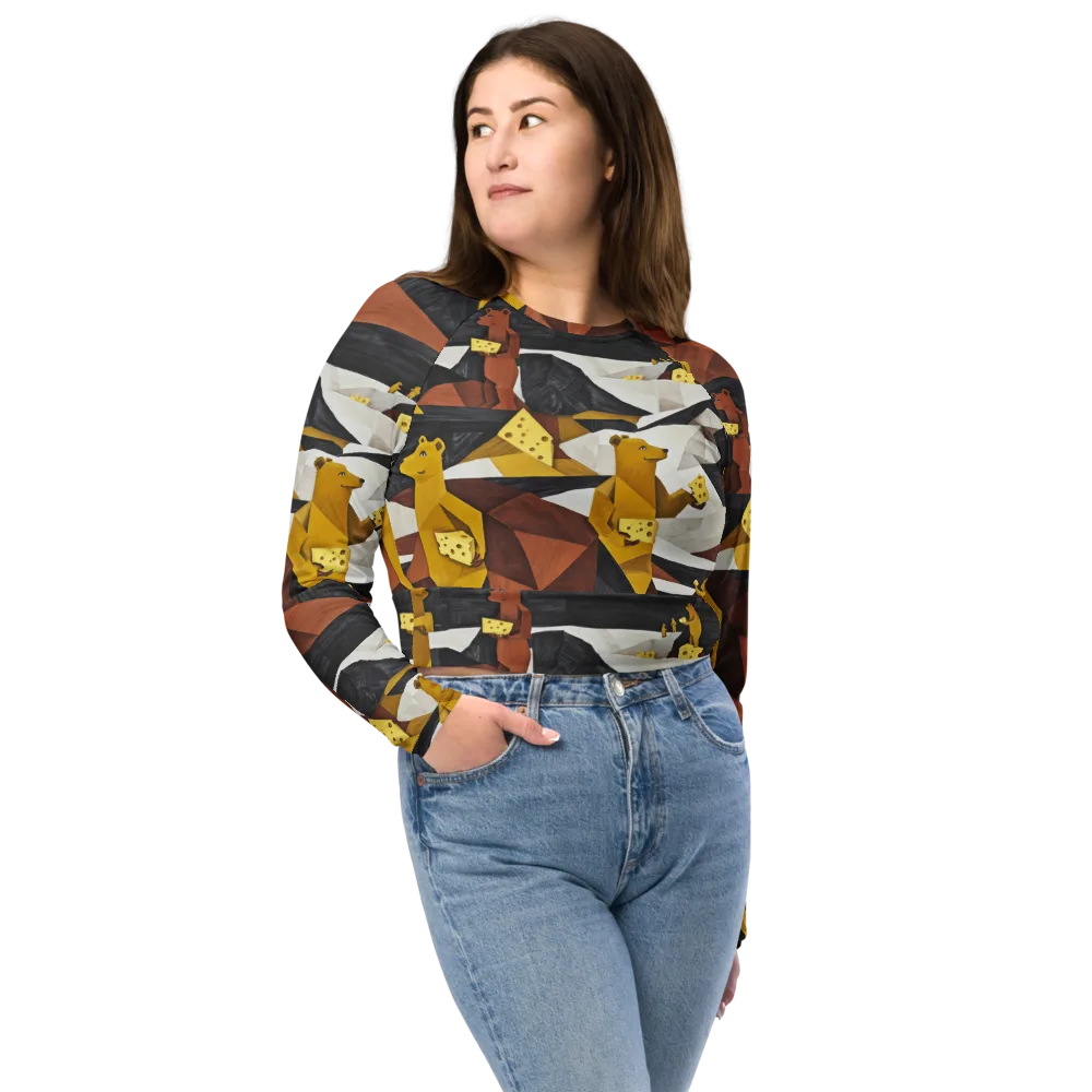 Golden Bear Market on Long Sleeve Crop Top — Front